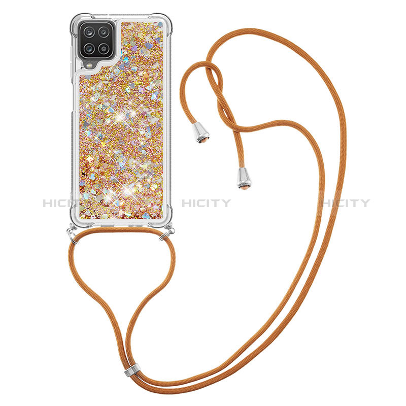 Funda Silicona Carcasa Goma Bling-Bling con Acollador Cordon Lanyard S03 para Samsung Galaxy A12 Nacho