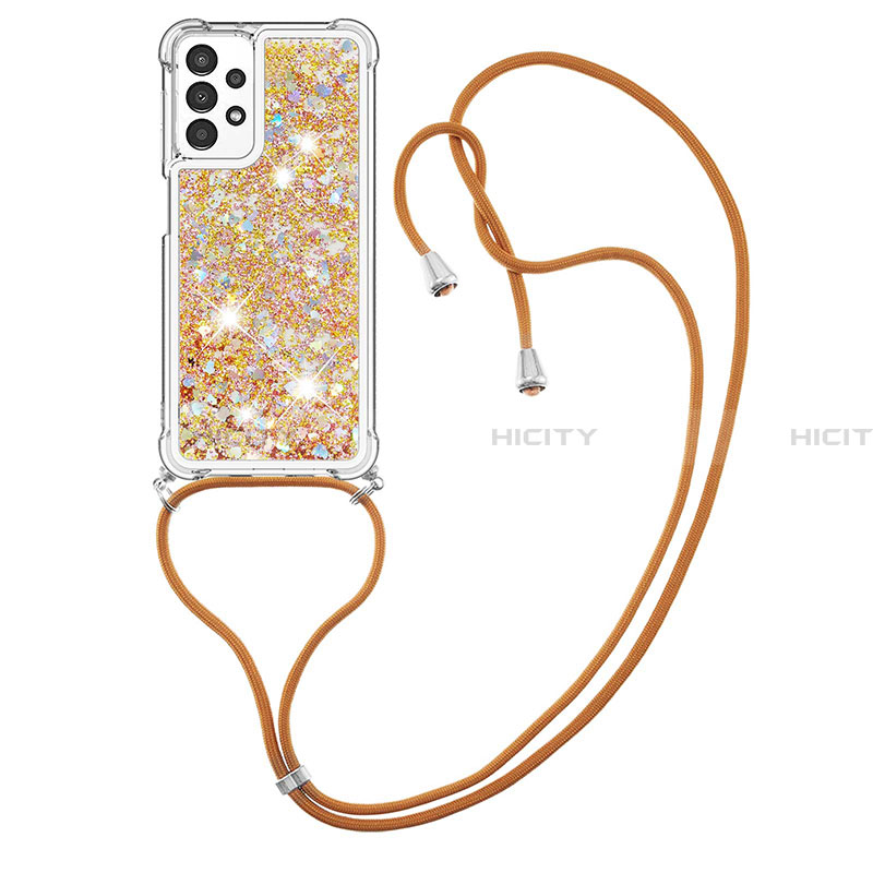 Funda Silicona Carcasa Goma Bling-Bling con Acollador Cordon Lanyard S03 para Samsung Galaxy A13 4G