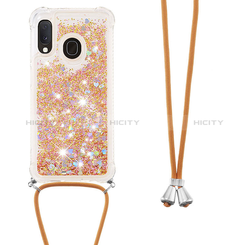 Funda Silicona Carcasa Goma Bling-Bling con Acollador Cordon Lanyard S03 para Samsung Galaxy A20e