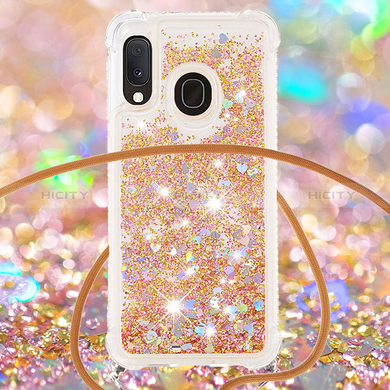 Funda Silicona Carcasa Goma Bling-Bling con Acollador Cordon Lanyard S03 para Samsung Galaxy A20e