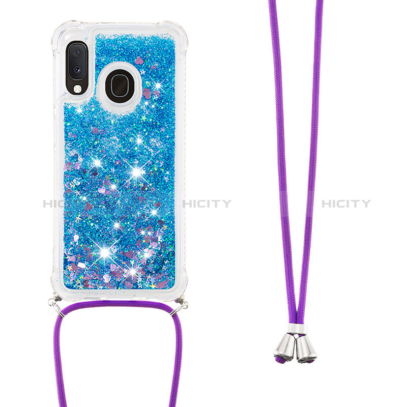 Funda Silicona Carcasa Goma Bling-Bling con Acollador Cordon Lanyard S03 para Samsung Galaxy A20e