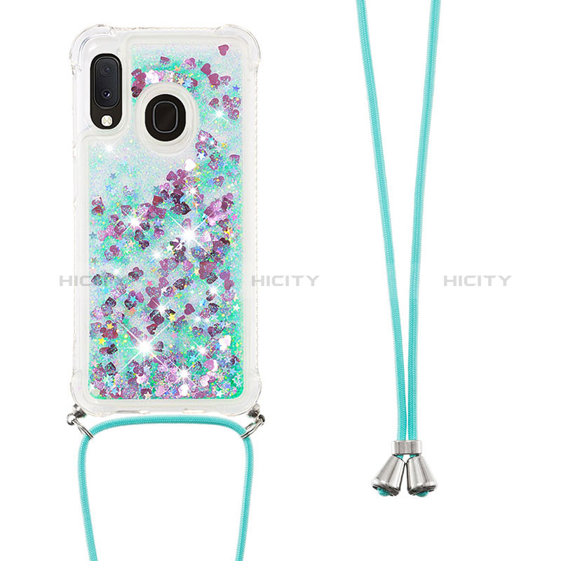 Funda Silicona Carcasa Goma Bling-Bling con Acollador Cordon Lanyard S03 para Samsung Galaxy A20e