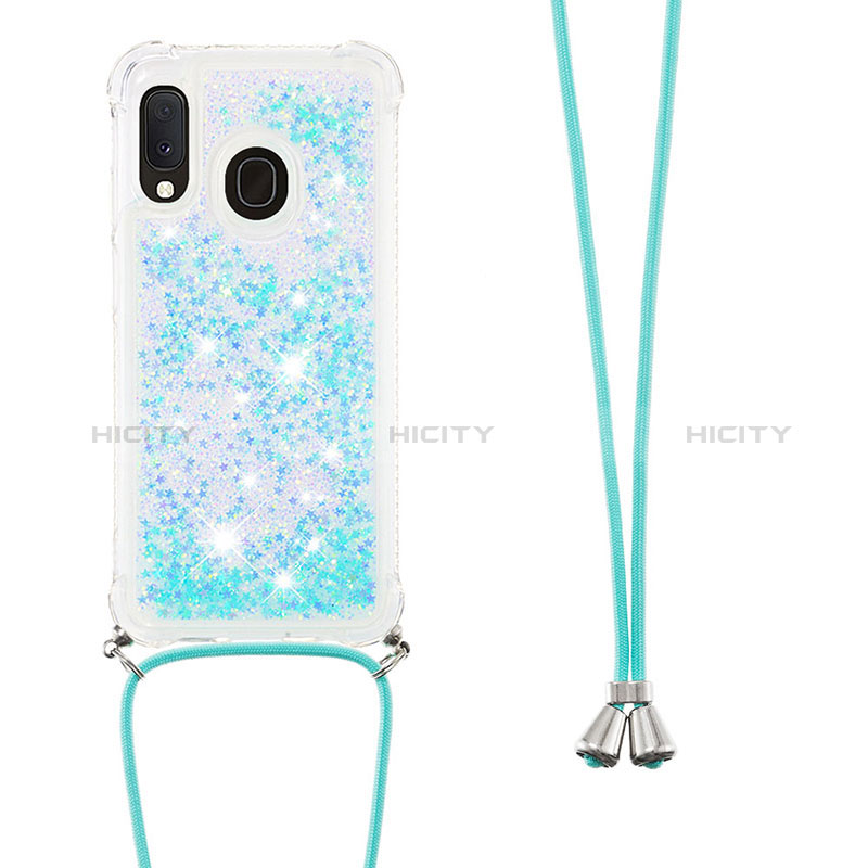 Funda Silicona Carcasa Goma Bling-Bling con Acollador Cordon Lanyard S03 para Samsung Galaxy A20e