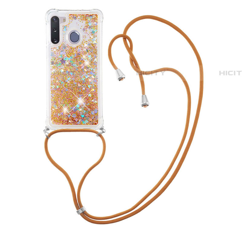 Funda Silicona Carcasa Goma Bling-Bling con Acollador Cordon Lanyard S03 para Samsung Galaxy A21 European