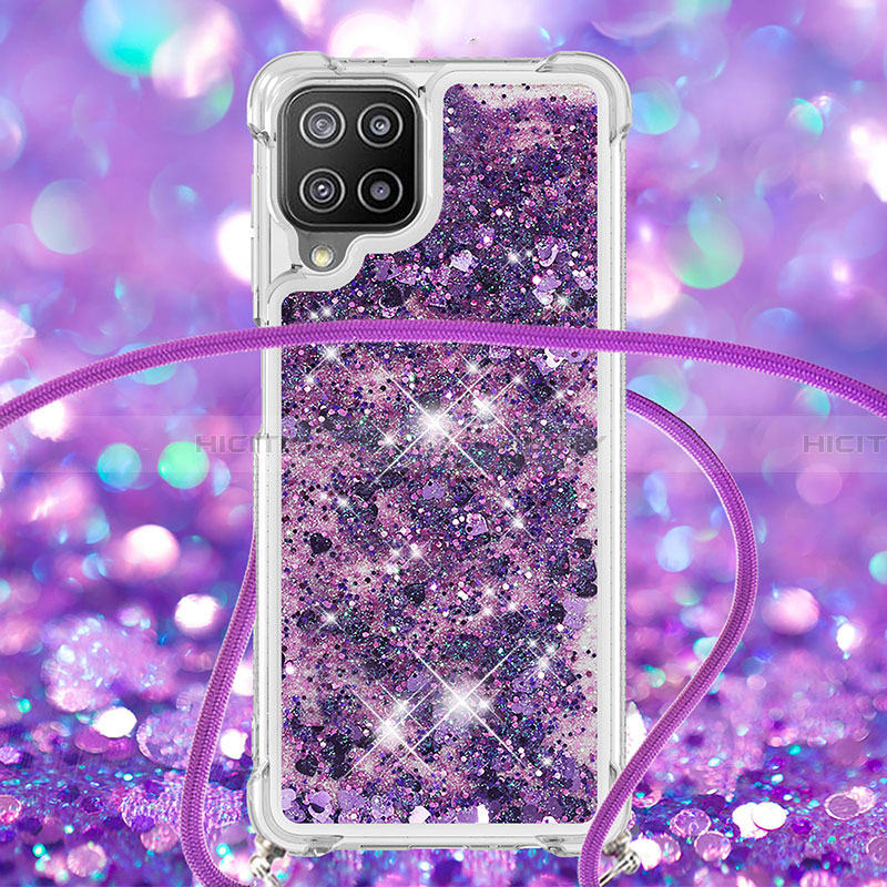 Funda Silicona Carcasa Goma Bling-Bling con Acollador Cordon Lanyard S03 para Samsung Galaxy A22 4G