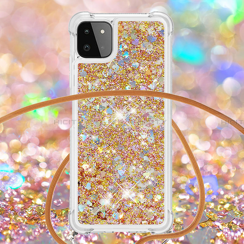 Funda Silicona Carcasa Goma Bling-Bling con Acollador Cordon Lanyard S03 para Samsung Galaxy A22 5G