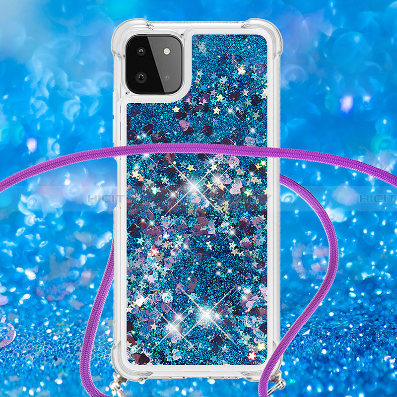 Funda Silicona Carcasa Goma Bling-Bling con Acollador Cordon Lanyard S03 para Samsung Galaxy A22 5G