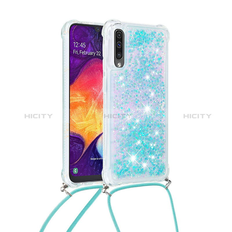 Funda Silicona Carcasa Goma Bling-Bling con Acollador Cordon Lanyard S03 para Samsung Galaxy A30S