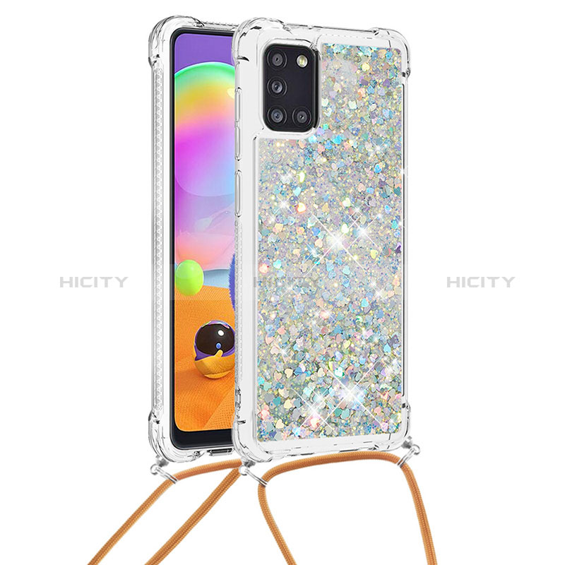 Funda Silicona Carcasa Goma Bling-Bling con Acollador Cordon Lanyard S03 para Samsung Galaxy A31