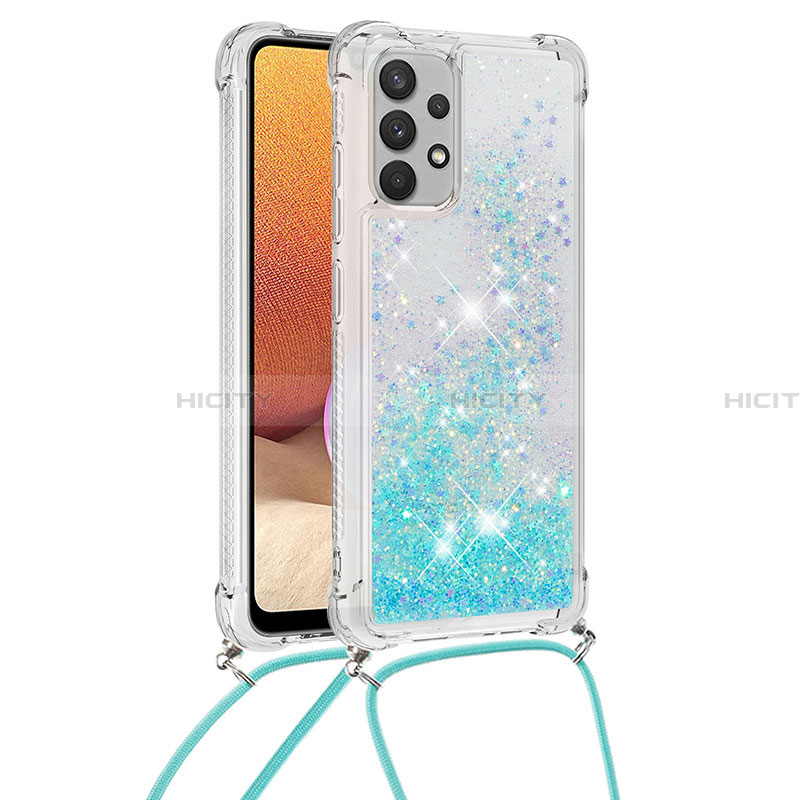 Funda Silicona Carcasa Goma Bling-Bling con Acollador Cordon Lanyard S03 para Samsung Galaxy A32 5G