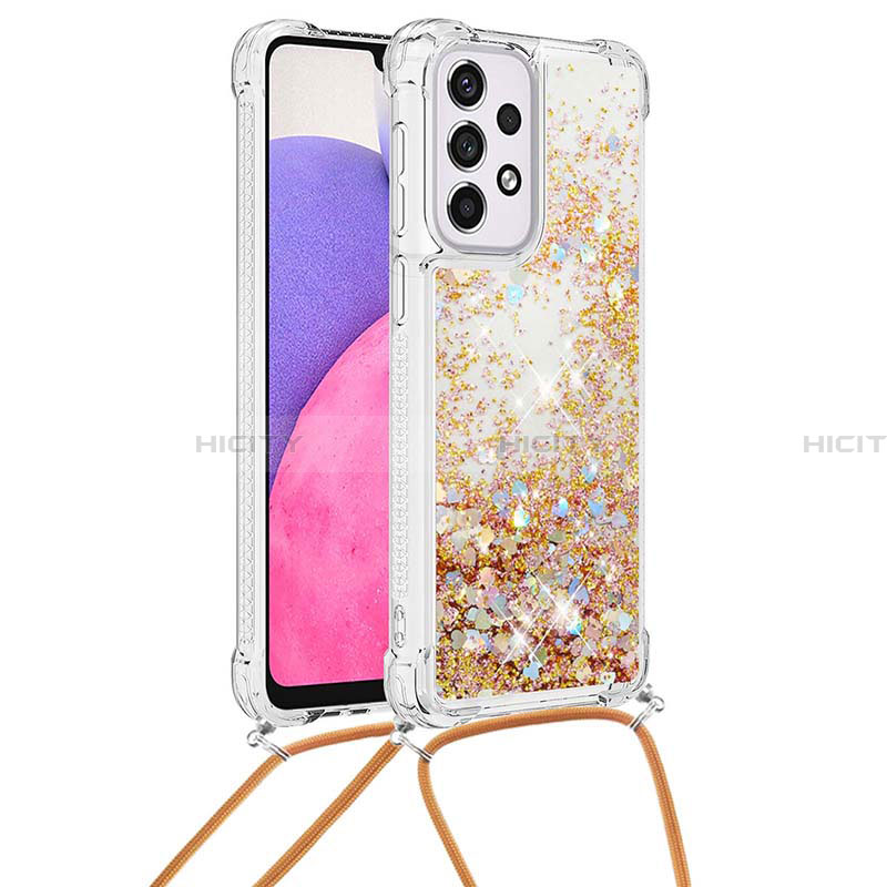 Funda Silicona Carcasa Goma Bling-Bling con Acollador Cordon Lanyard S03 para Samsung Galaxy A33 5G