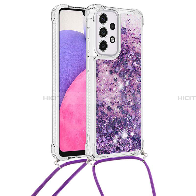 Funda Silicona Carcasa Goma Bling-Bling con Acollador Cordon Lanyard S03 para Samsung Galaxy A33 5G