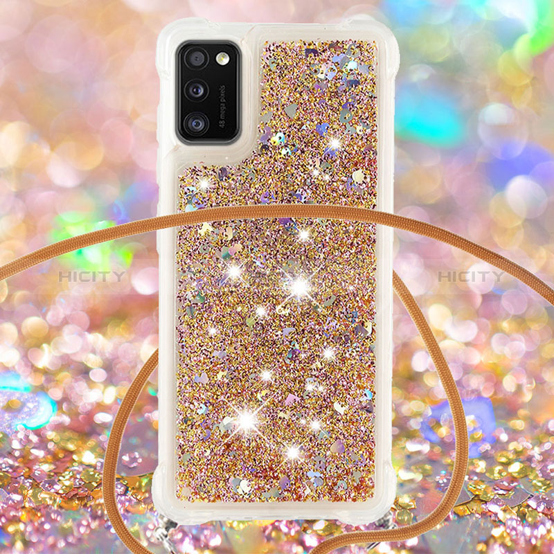 Funda Silicona Carcasa Goma Bling-Bling con Acollador Cordon Lanyard S03 para Samsung Galaxy A41