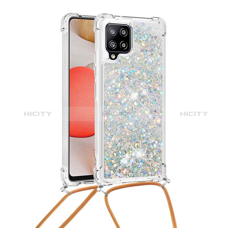 Funda Silicona Carcasa Goma Bling-Bling con Acollador Cordon Lanyard S03 para Samsung Galaxy A42 5G