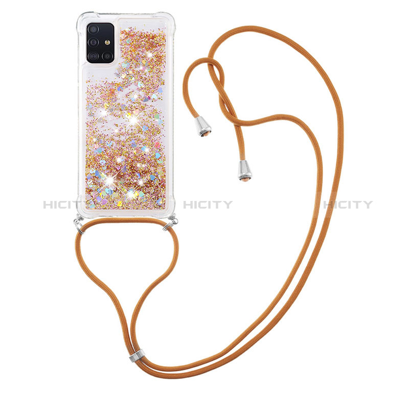 Funda Silicona Carcasa Goma Bling-Bling con Acollador Cordon Lanyard S03 para Samsung Galaxy A51 5G