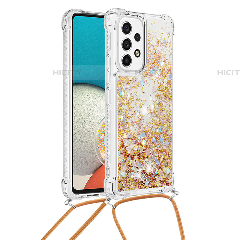 Funda Silicona Carcasa Goma Bling-Bling con Acollador Cordon Lanyard S03 para Samsung Galaxy A53 5G