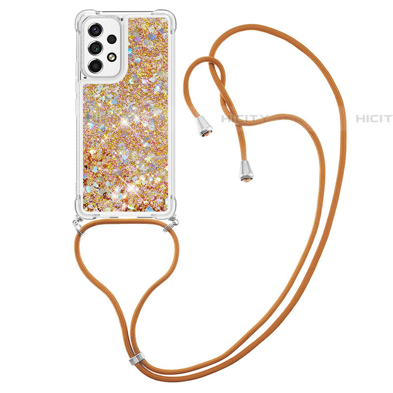 Funda Silicona Carcasa Goma Bling-Bling con Acollador Cordon Lanyard S03 para Samsung Galaxy A53 5G