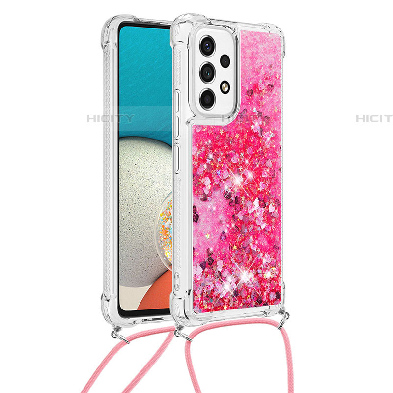 Funda Silicona Carcasa Goma Bling-Bling con Acollador Cordon Lanyard S03 para Samsung Galaxy A53 5G