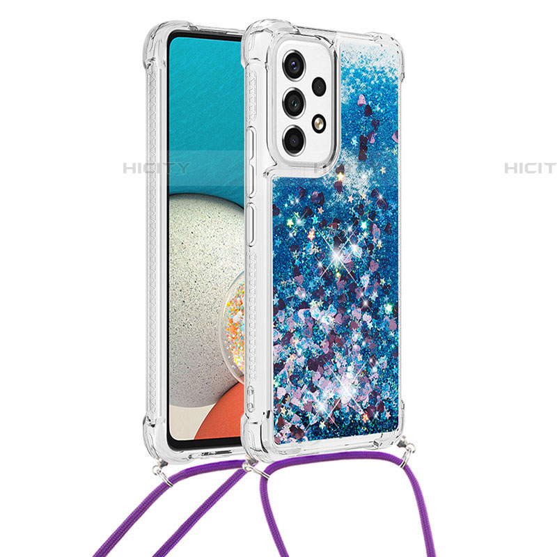 Funda Silicona Carcasa Goma Bling-Bling con Acollador Cordon Lanyard S03 para Samsung Galaxy A53 5G