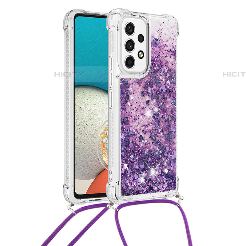 Funda Silicona Carcasa Goma Bling-Bling con Acollador Cordon Lanyard S03 para Samsung Galaxy A53 5G