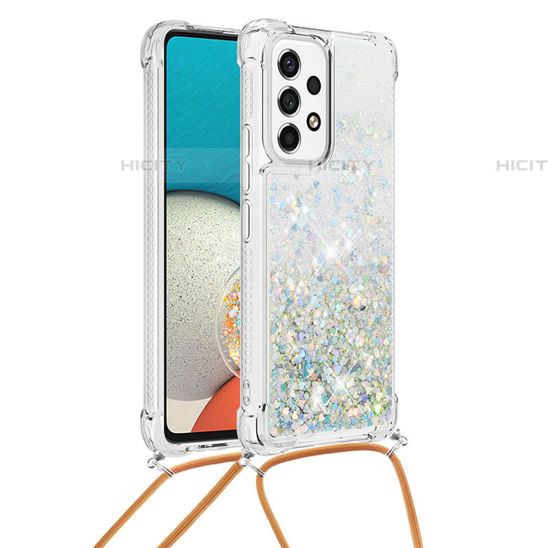 Funda Silicona Carcasa Goma Bling-Bling con Acollador Cordon Lanyard S03 para Samsung Galaxy A53 5G