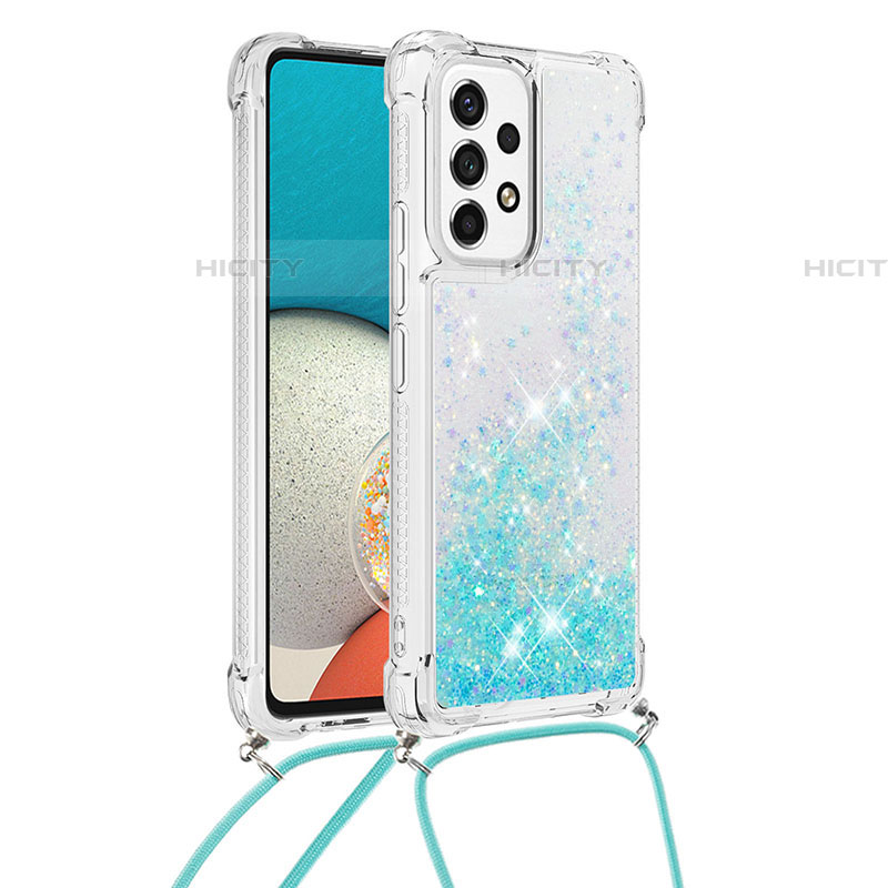 Funda Silicona Carcasa Goma Bling-Bling con Acollador Cordon Lanyard S03 para Samsung Galaxy A53 5G