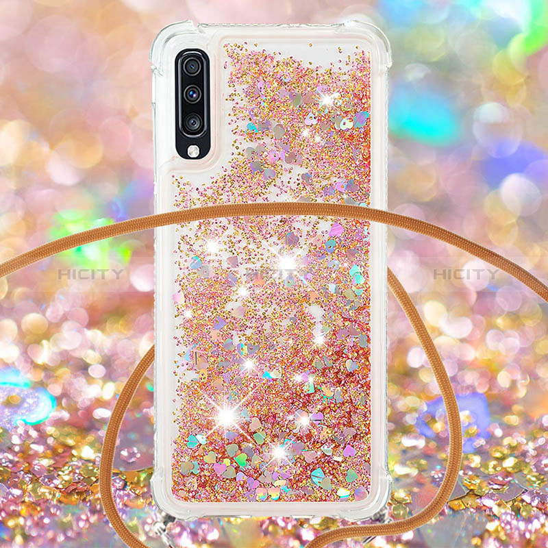 Funda Silicona Carcasa Goma Bling-Bling con Acollador Cordon Lanyard S03 para Samsung Galaxy A70S