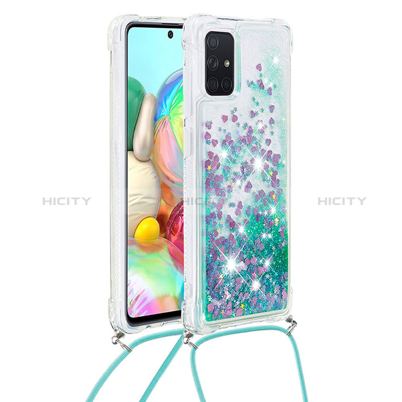 Funda Silicona Carcasa Goma Bling-Bling con Acollador Cordon Lanyard S03 para Samsung Galaxy A71 5G