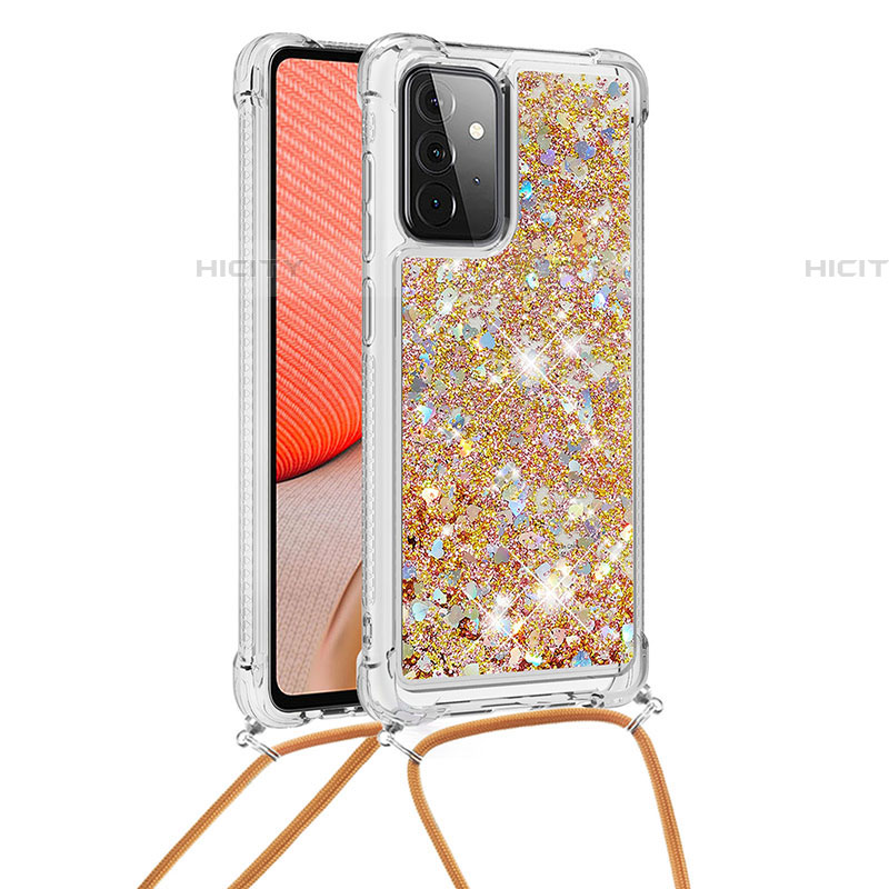 Funda Silicona Carcasa Goma Bling-Bling con Acollador Cordon Lanyard S03 para Samsung Galaxy A72 4G