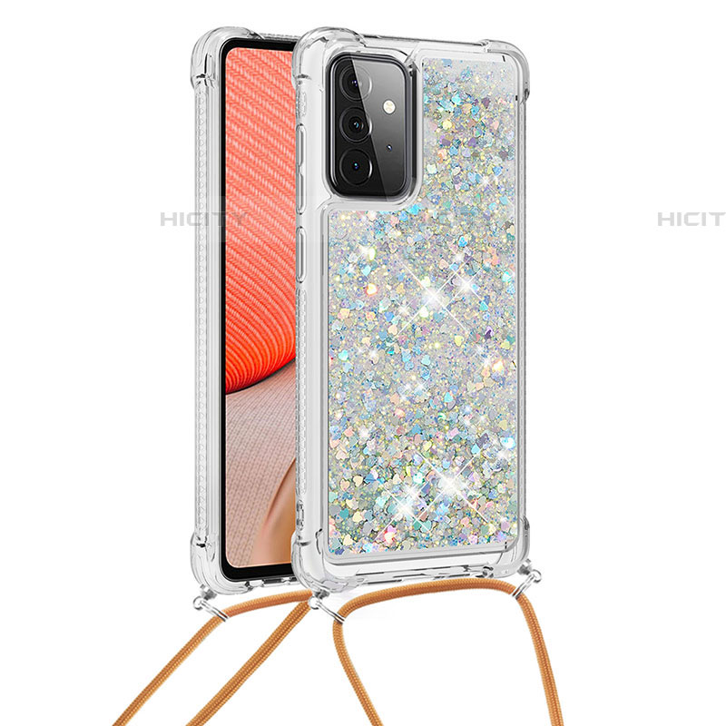 Funda Silicona Carcasa Goma Bling-Bling con Acollador Cordon Lanyard S03 para Samsung Galaxy A72 5G