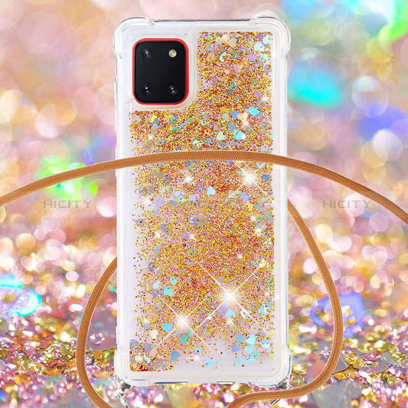 Funda Silicona Carcasa Goma Bling-Bling con Acollador Cordon Lanyard S03 para Samsung Galaxy A81