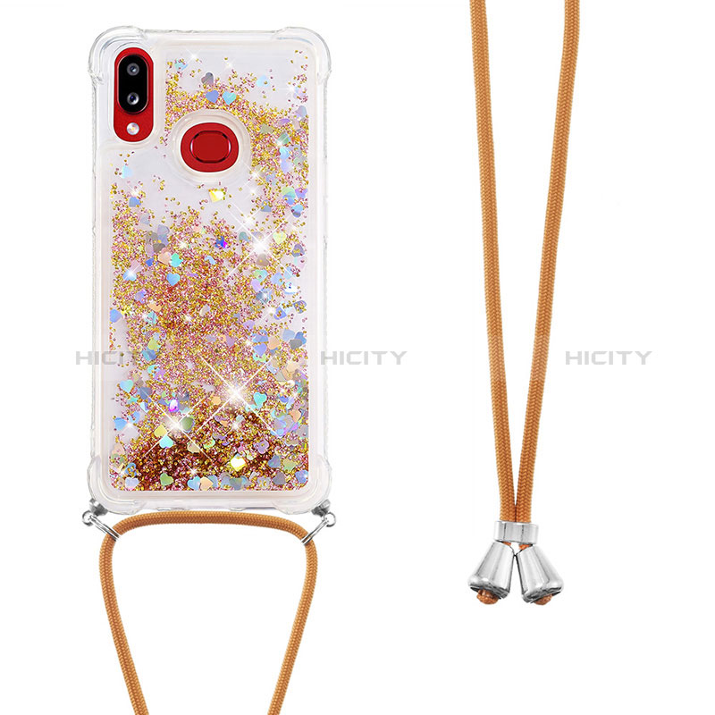 Funda Silicona Carcasa Goma Bling-Bling con Acollador Cordon Lanyard S03 para Samsung Galaxy M01s