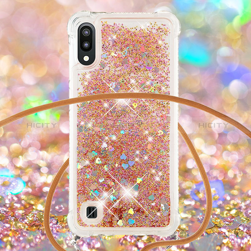 Funda Silicona Carcasa Goma Bling-Bling con Acollador Cordon Lanyard S03 para Samsung Galaxy M10