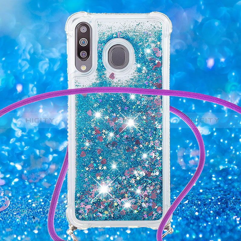 Funda Silicona Carcasa Goma Bling-Bling con Acollador Cordon Lanyard S03 para Samsung Galaxy M30