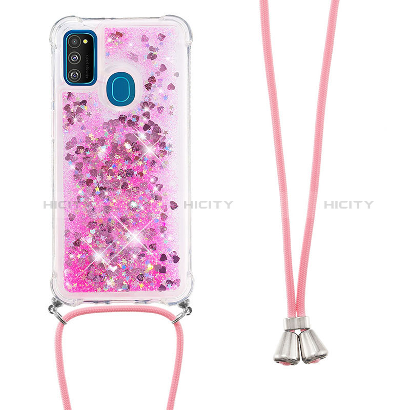 Funda Silicona Carcasa Goma Bling-Bling con Acollador Cordon Lanyard S03 para Samsung Galaxy M30s