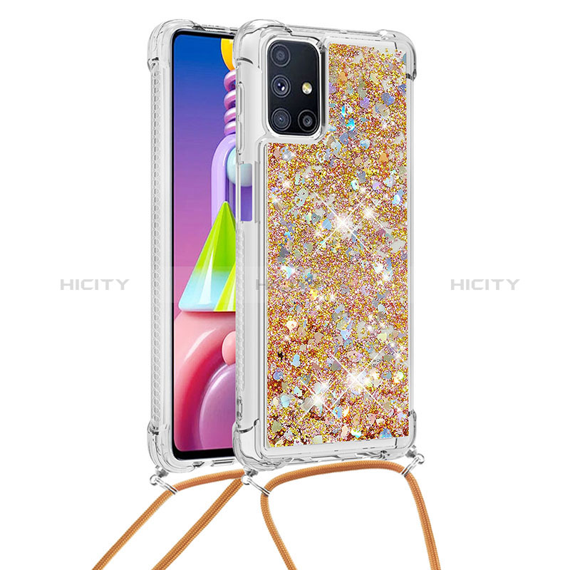 Funda Silicona Carcasa Goma Bling-Bling con Acollador Cordon Lanyard S03 para Samsung Galaxy M51