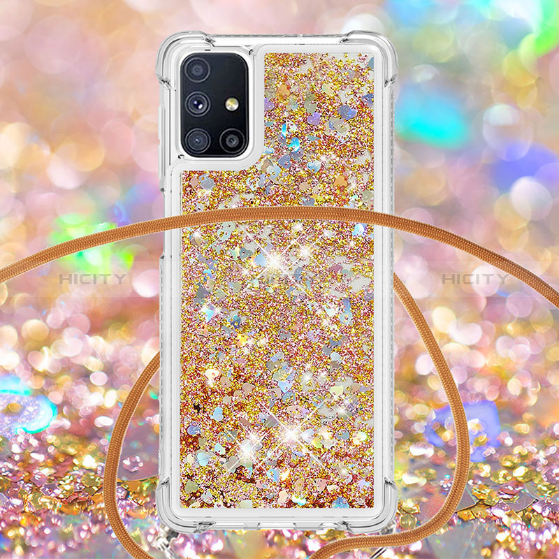 Funda Silicona Carcasa Goma Bling-Bling con Acollador Cordon Lanyard S03 para Samsung Galaxy M51