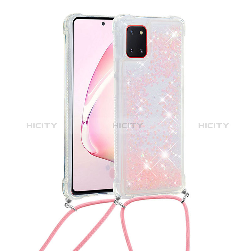 Funda Silicona Carcasa Goma Bling-Bling con Acollador Cordon Lanyard S03 para Samsung Galaxy M60s