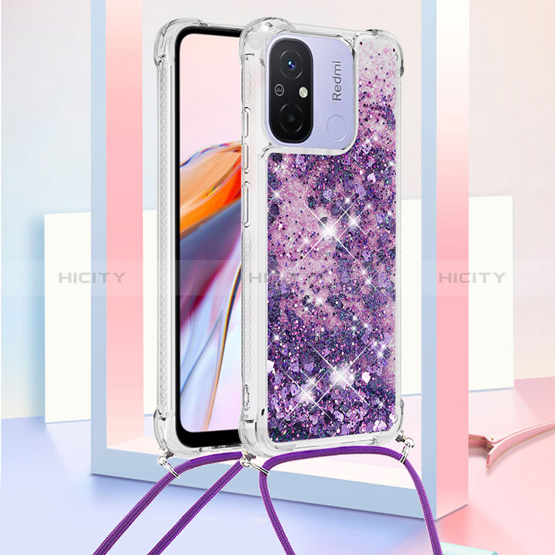 Funda Silicona Carcasa Goma Bling-Bling con Acollador Cordon Lanyard S03 para Xiaomi Poco C55