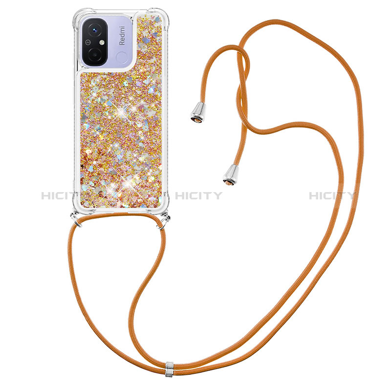 Funda Silicona Carcasa Goma Bling-Bling con Acollador Cordon Lanyard S03 para Xiaomi Poco C55