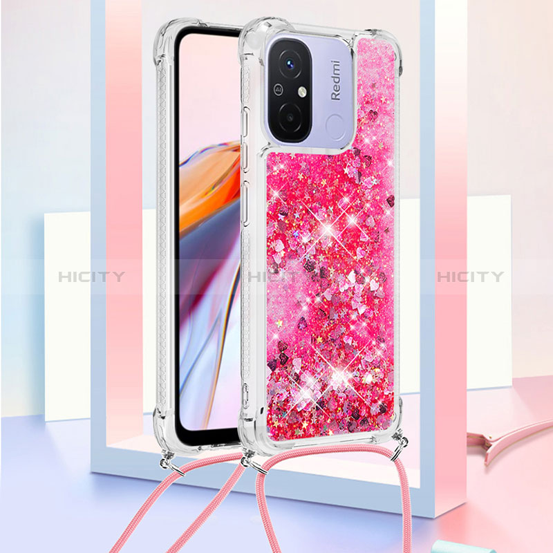 Funda Silicona Carcasa Goma Bling-Bling con Acollador Cordon Lanyard S03 para Xiaomi Poco C55