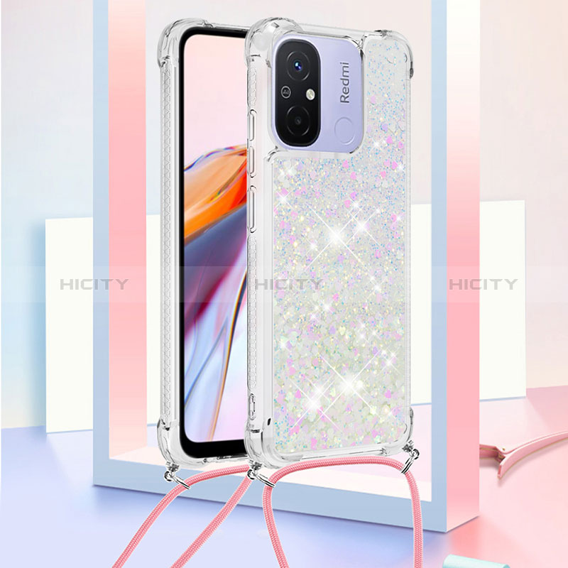 Funda Silicona Carcasa Goma Bling-Bling con Acollador Cordon Lanyard S03 para Xiaomi Poco C55