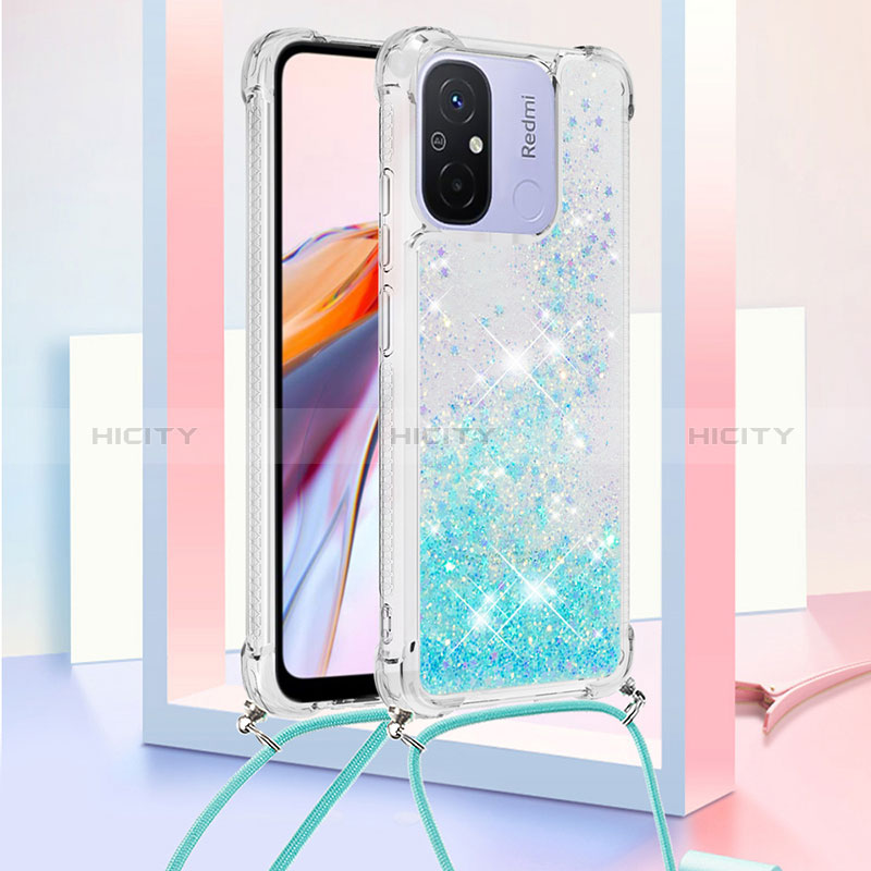 Funda Silicona Carcasa Goma Bling-Bling con Acollador Cordon Lanyard S03 para Xiaomi Poco C55