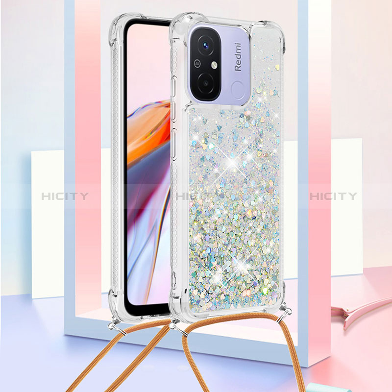 Funda Silicona Carcasa Goma Bling-Bling con Acollador Cordon Lanyard S03 para Xiaomi Poco C55