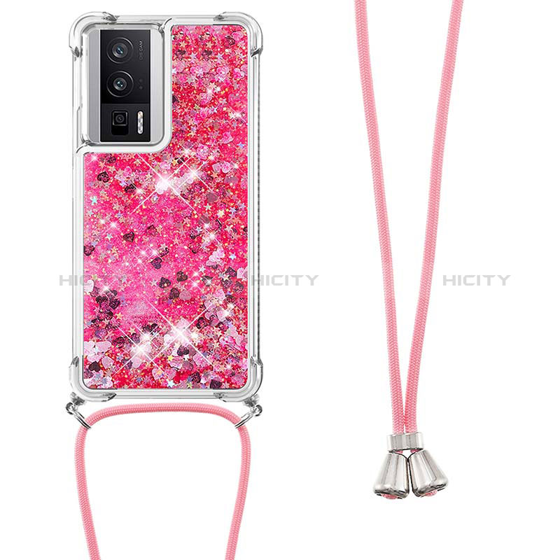 Funda Silicona Carcasa Goma Bling-Bling con Acollador Cordon Lanyard S03 para Xiaomi Poco F5 Pro 5G