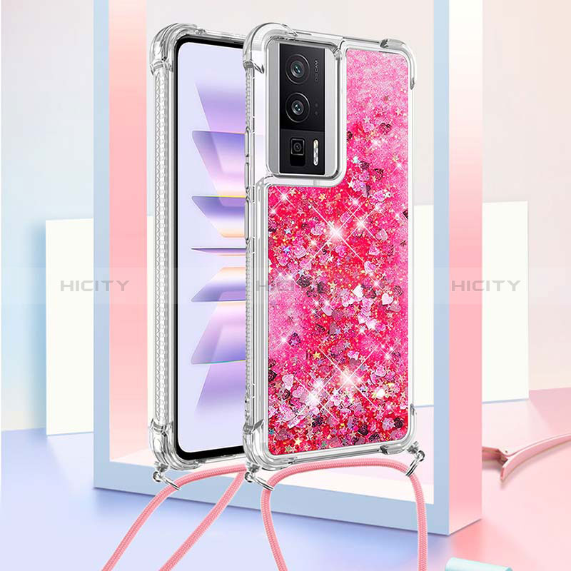 Funda Silicona Carcasa Goma Bling-Bling con Acollador Cordon Lanyard S03 para Xiaomi Poco F5 Pro 5G