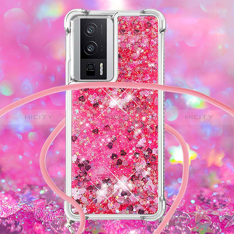 Funda Silicona Carcasa Goma Bling-Bling con Acollador Cordon Lanyard S03 para Xiaomi Poco F5 Pro 5G