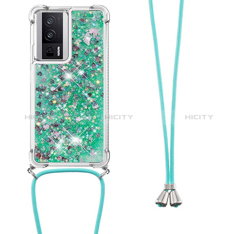 Funda Silicona Carcasa Goma Bling-Bling con Acollador Cordon Lanyard S03 para Xiaomi Poco F5 Pro 5G