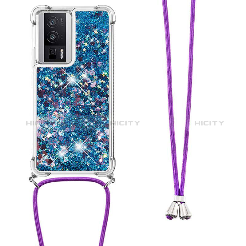 Funda Silicona Carcasa Goma Bling-Bling con Acollador Cordon Lanyard S03 para Xiaomi Poco F5 Pro 5G