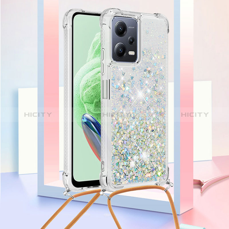 Funda Silicona Carcasa Goma Bling-Bling con Acollador Cordon Lanyard S03 para Xiaomi Poco X5 5G